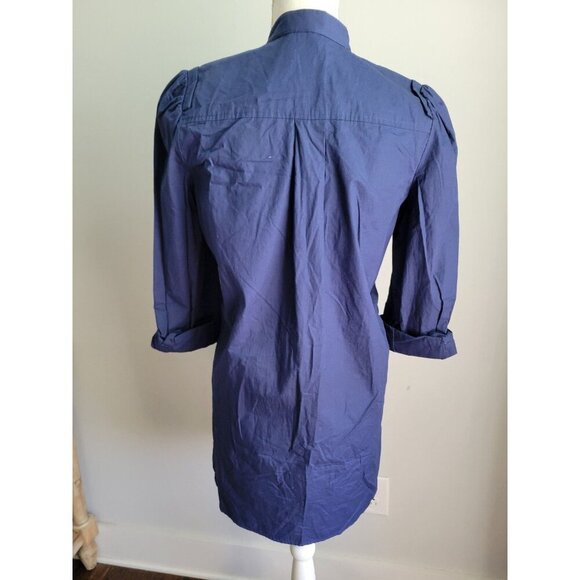 Tibi Oversized Button Shirt Tunic Dress Cotton Rosette Blue Sz 4 NWOT - Picture 5 of 5